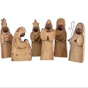 Vintage Danish Contemporary Nativity Christmas Scene Wood Creche Minimalist S/6